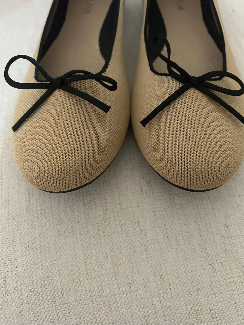 Rothy's Ballet Flats In Beige & Black, Size 10.5, NWOT display pair